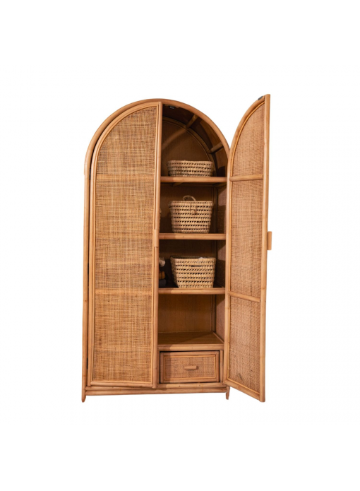 Armoire double porte rotin et cannage naturel - RINCA