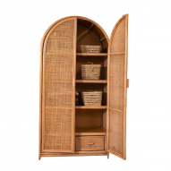 Armoire double porte rotin et cannage naturel - RINCA