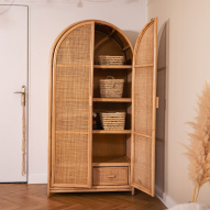 Armoire double porte rotin et cannage naturel - RINCA