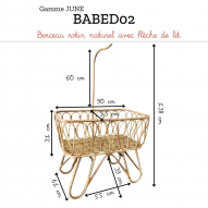 Berceau bébé en rotin naturel avec flèche de lit JUNE