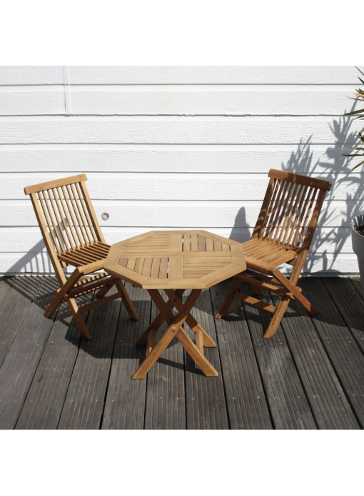 Table pliante jardin junior - en bois TECK - Octogonale