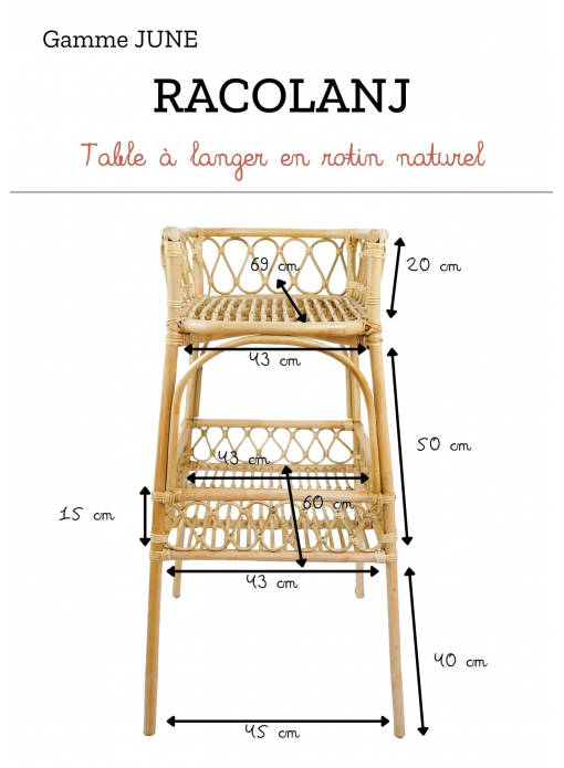 Table à langer en rotin naturel JUNE